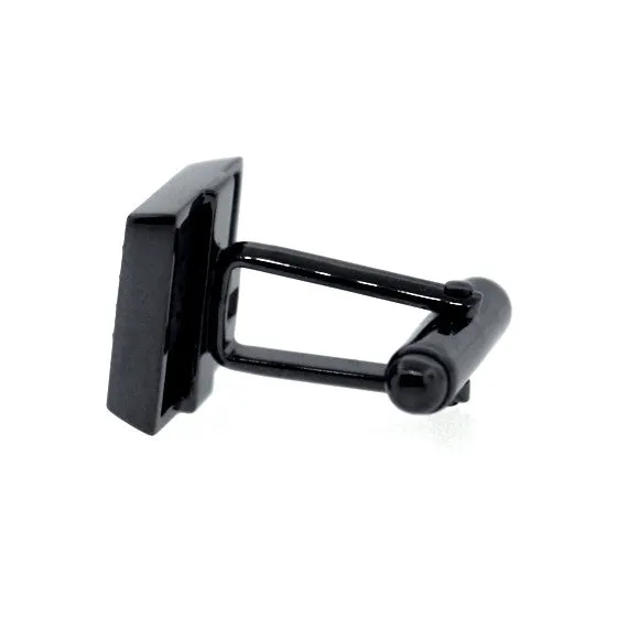 Blackened Silver Large Cuadrado Black Diamond Cufflinks
