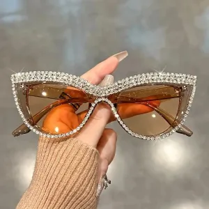 Bling Rhinestone Cat Eye Sunglasses – Luxury Decorative Shades for Women & Party Props