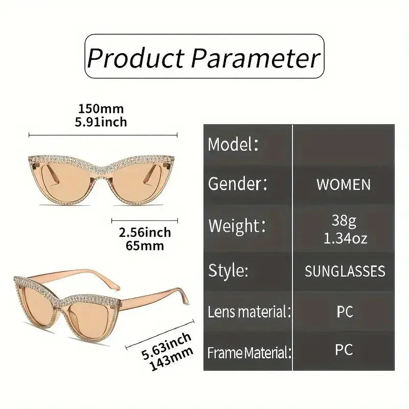 Bling Rhinestone Cat Eye Sunglasses – Luxury Decorative Shades for Women & Party Props