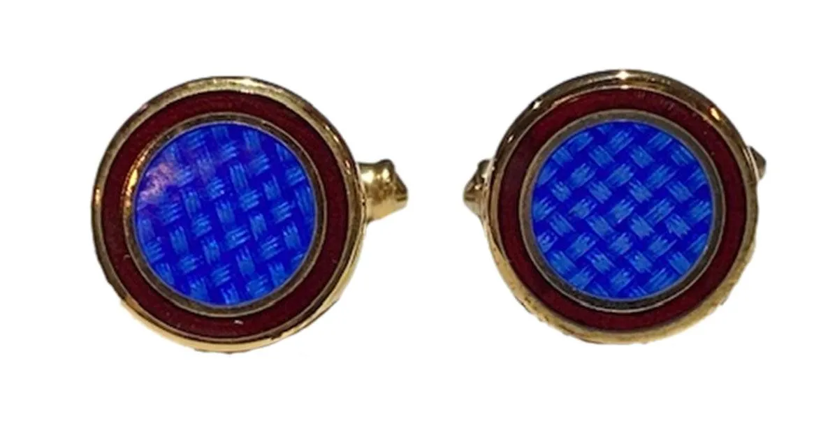 Blue and Maroon Enamel Cufflinks