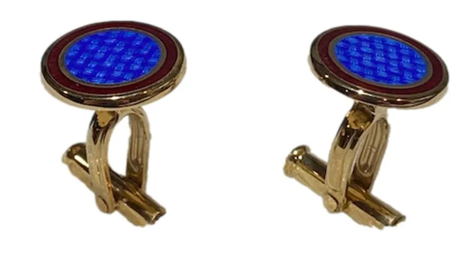 Blue and Maroon Enamel Cufflinks