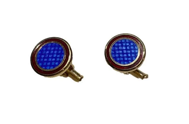 Blue and Maroon Enamel Cufflinks