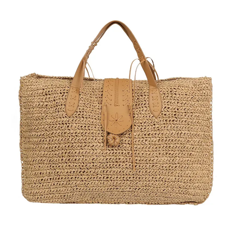 Bohemian Handmade Straw Bag For Women Large Capacity Rattan Durable Shoulder Handbags