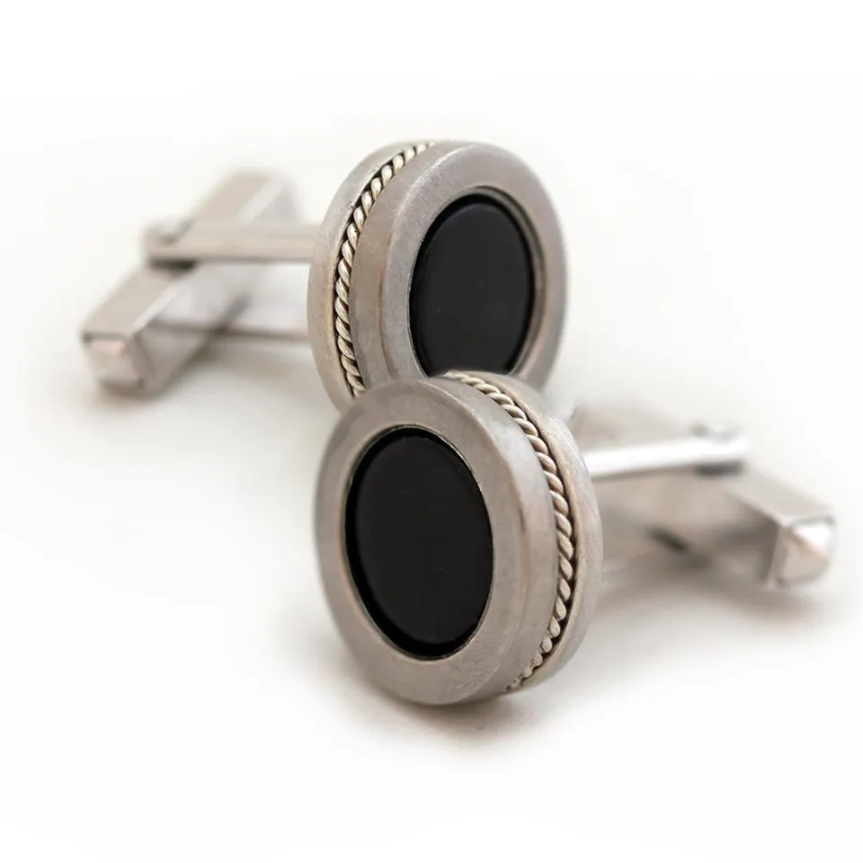 Boxy twins - Onyx silver cufflinks