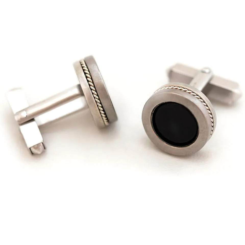 Boxy twins - Onyx silver cufflinks