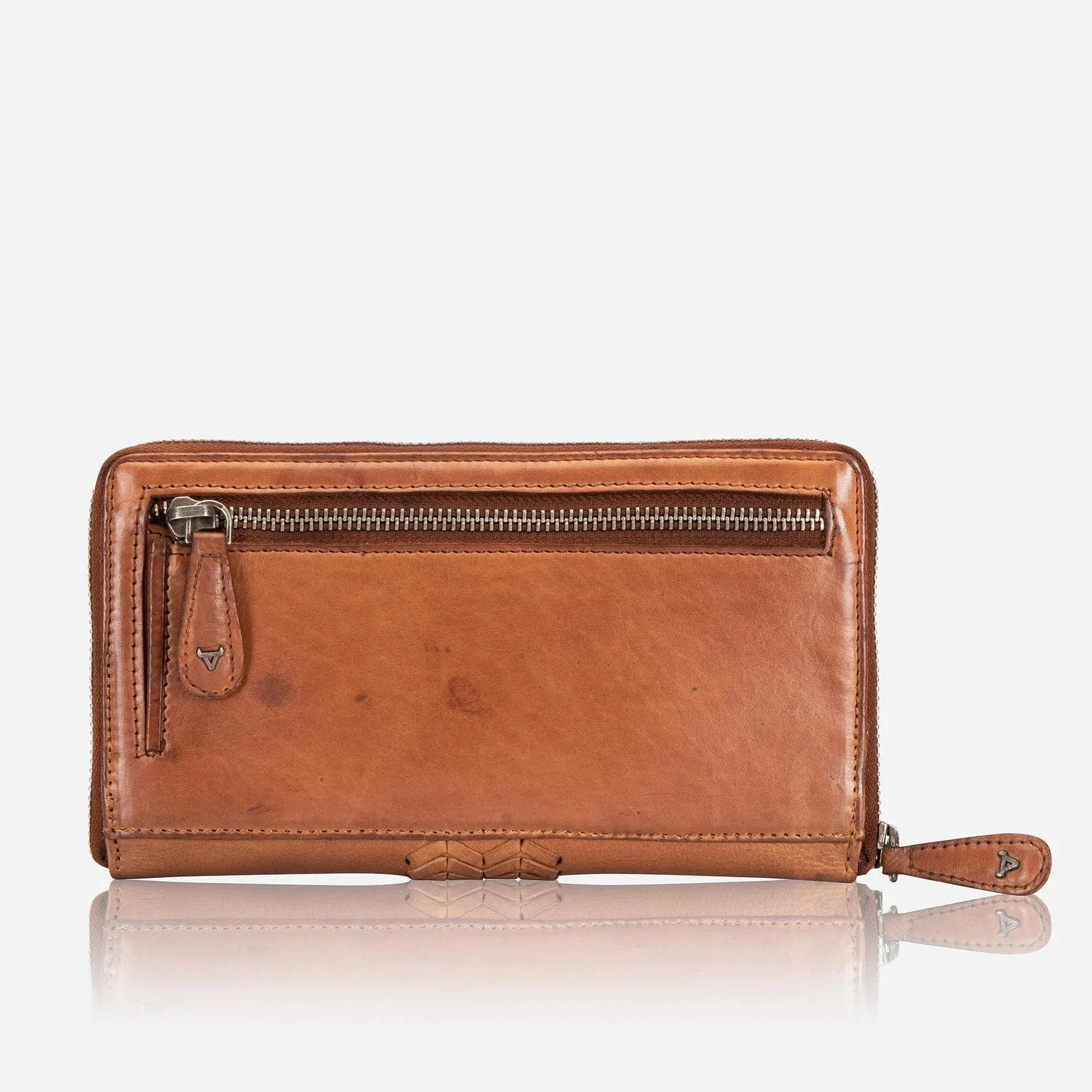 Brando Large Zip Around Purse Cognac
