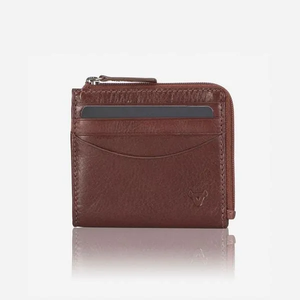 Brando Slimline Zip Card Leather Wallet Brown
