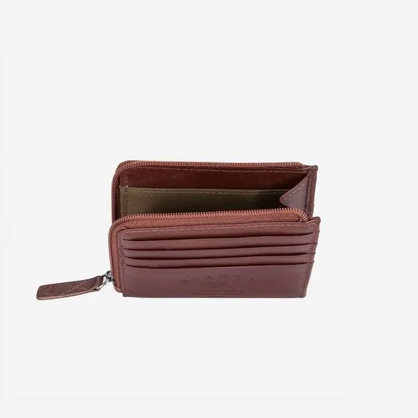 Brando Slimline Zip Card Leather Wallet Brown