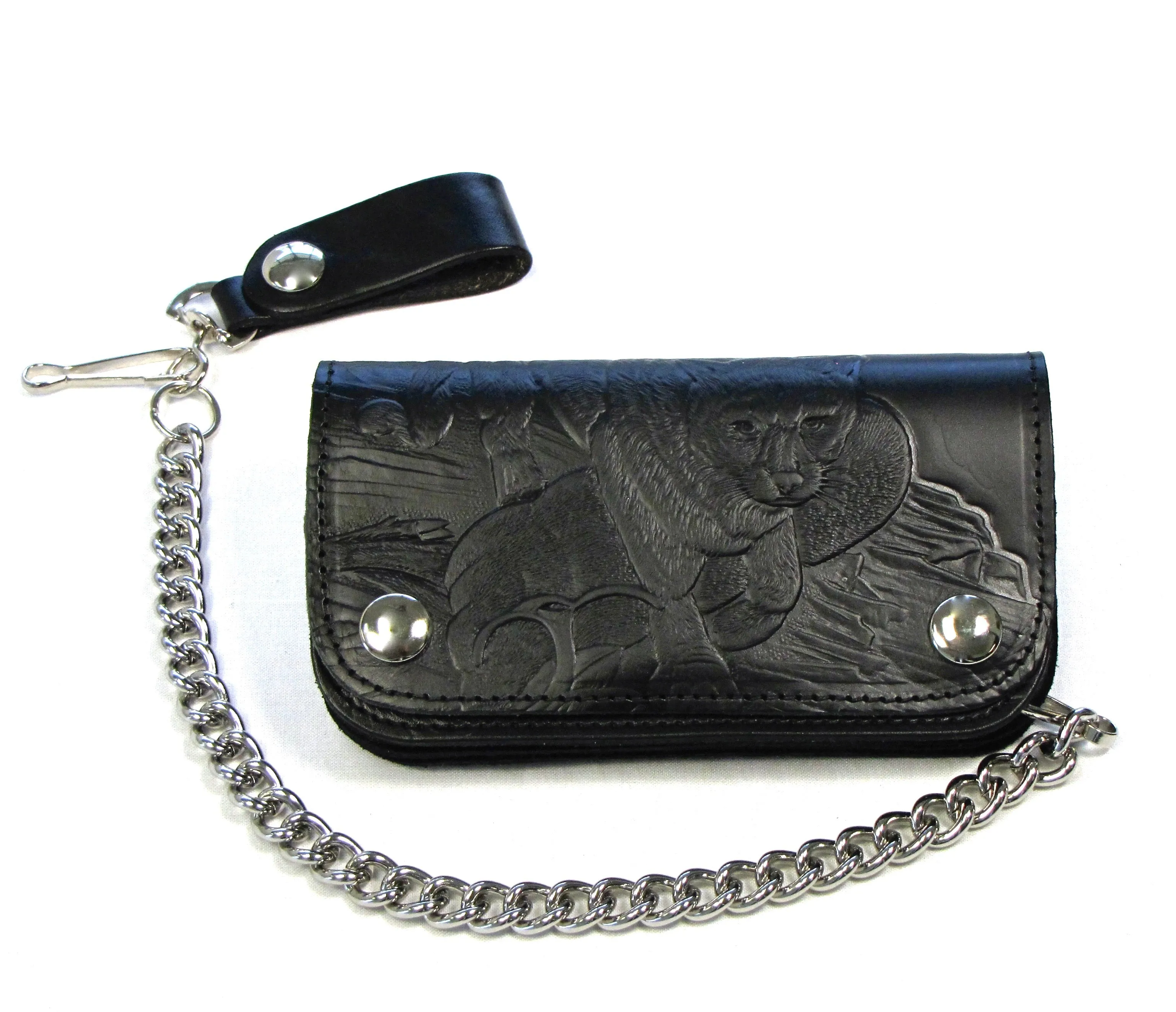 BT412-63  6" Blk Veg Tan Biker Wallet- Cougar