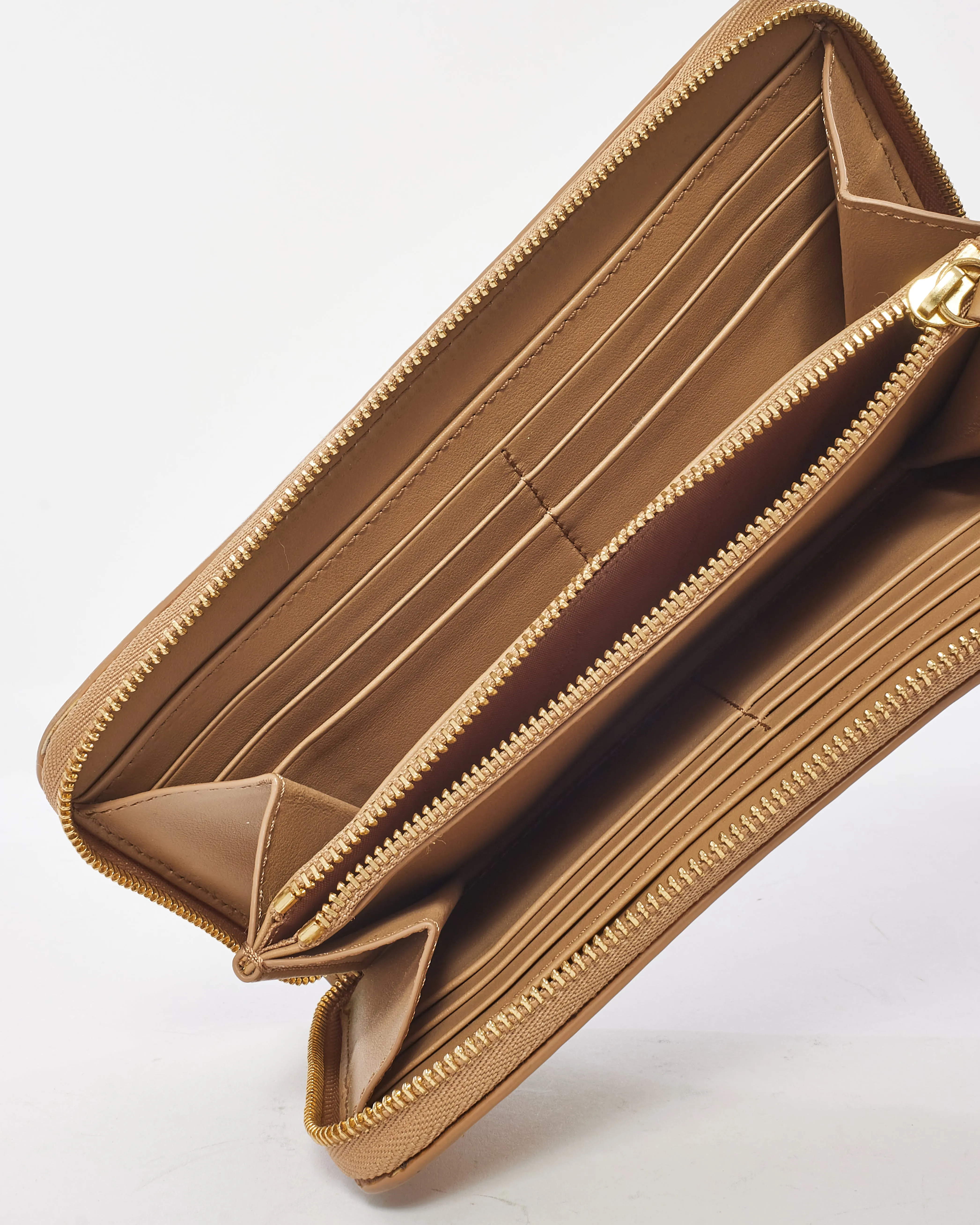 Burberry Beige Haymarket Check Leather Long Zip Around Wallet