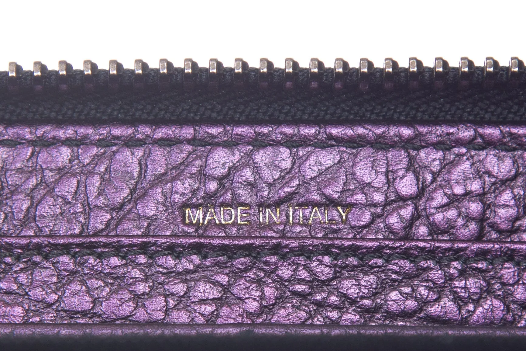 Burberry Purple Cracked Leather Zip Around Wallet
