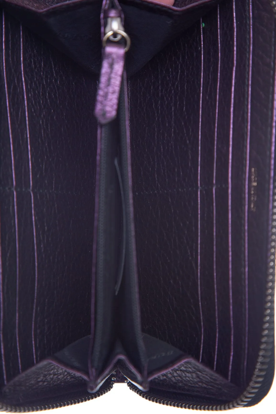 Burberry Purple Cracked Leather Zip Around Wallet