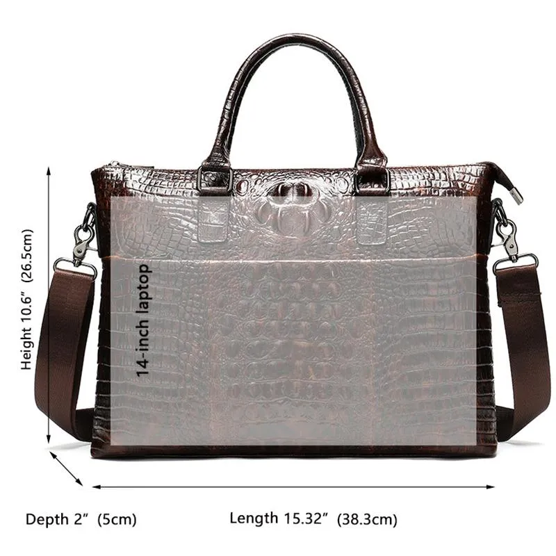 Business Large Capacity Laptop Crocodile Leather Briefcase Casual Handbags