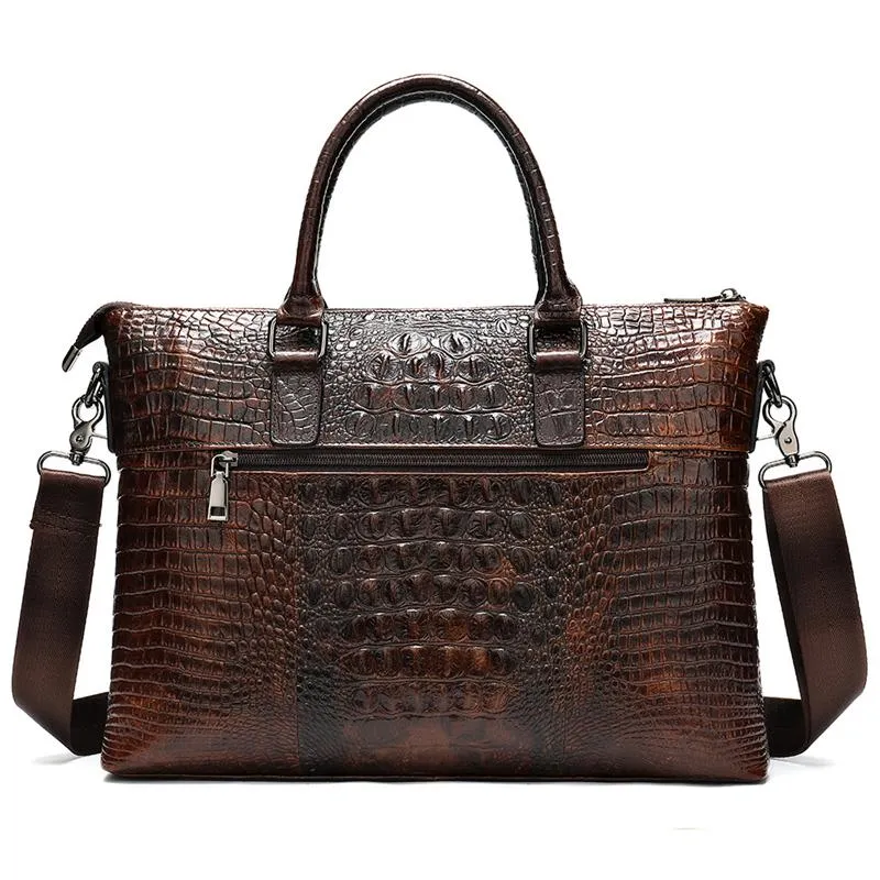 Business Large Capacity Laptop Crocodile Leather Briefcase Casual Handbags