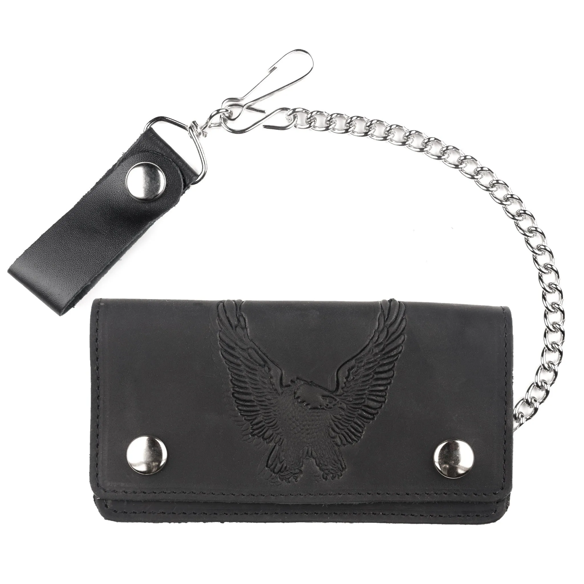 BW410-45  6" Oil Tanned Biker Wallet- Eagle