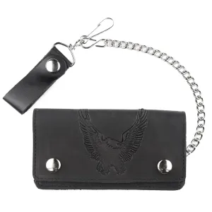 BW410-45  6" Oil Tanned Biker Wallet- Eagle