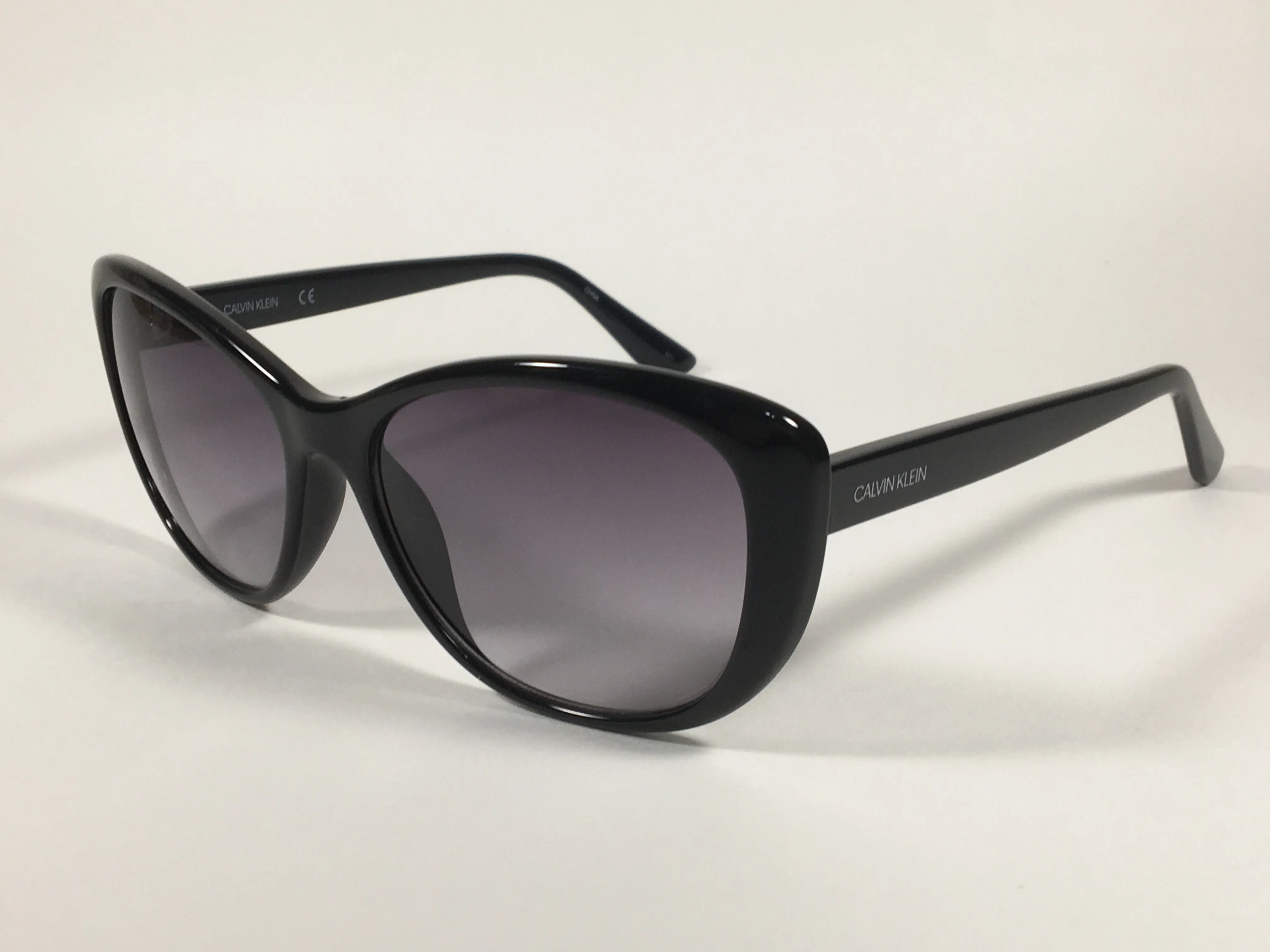 Calvin Klein Cat Eye Sunglasses CK19560S 001 Black Gloss Frame Gray Gradient Lens