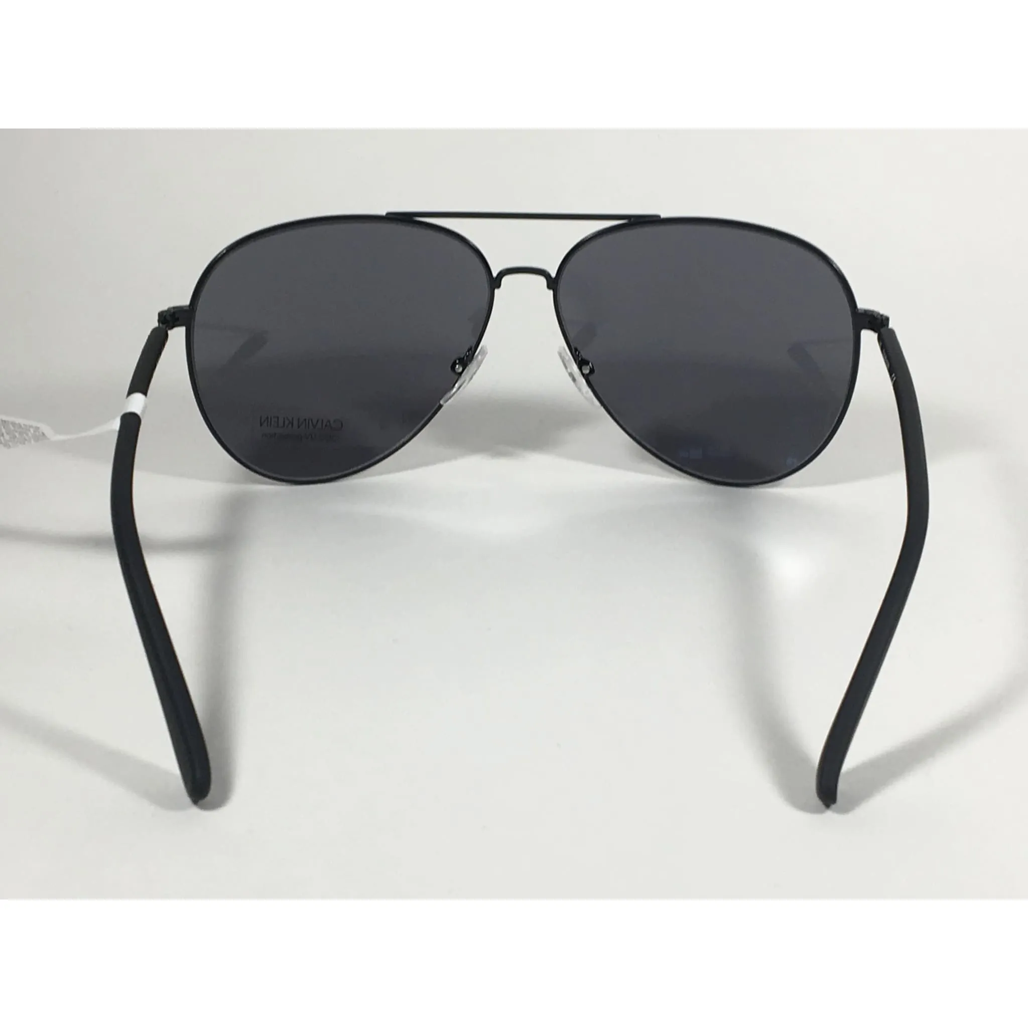 Calvin Klein CK19314S 001 Aviator Pilot Sunglasses Matte Black Metal and Plastic Frame Gray Lens