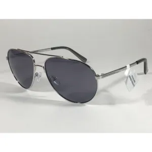 Calvin Klein R167S 045 Aviator Pilot Sunglasses Silver Metal Frame And Gray Lens