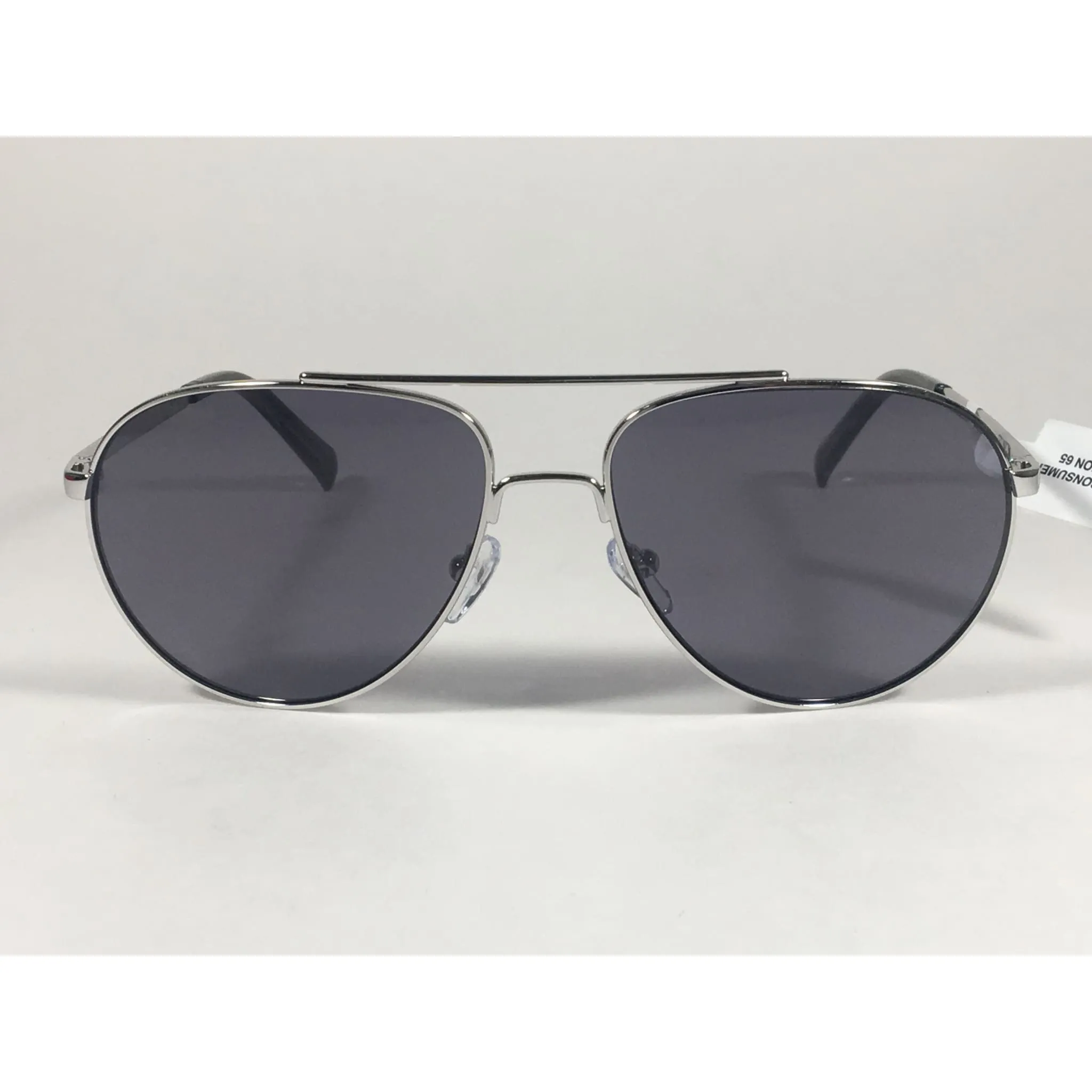 Calvin Klein R167S 045 Aviator Pilot Sunglasses Silver Metal Frame And Gray Lens