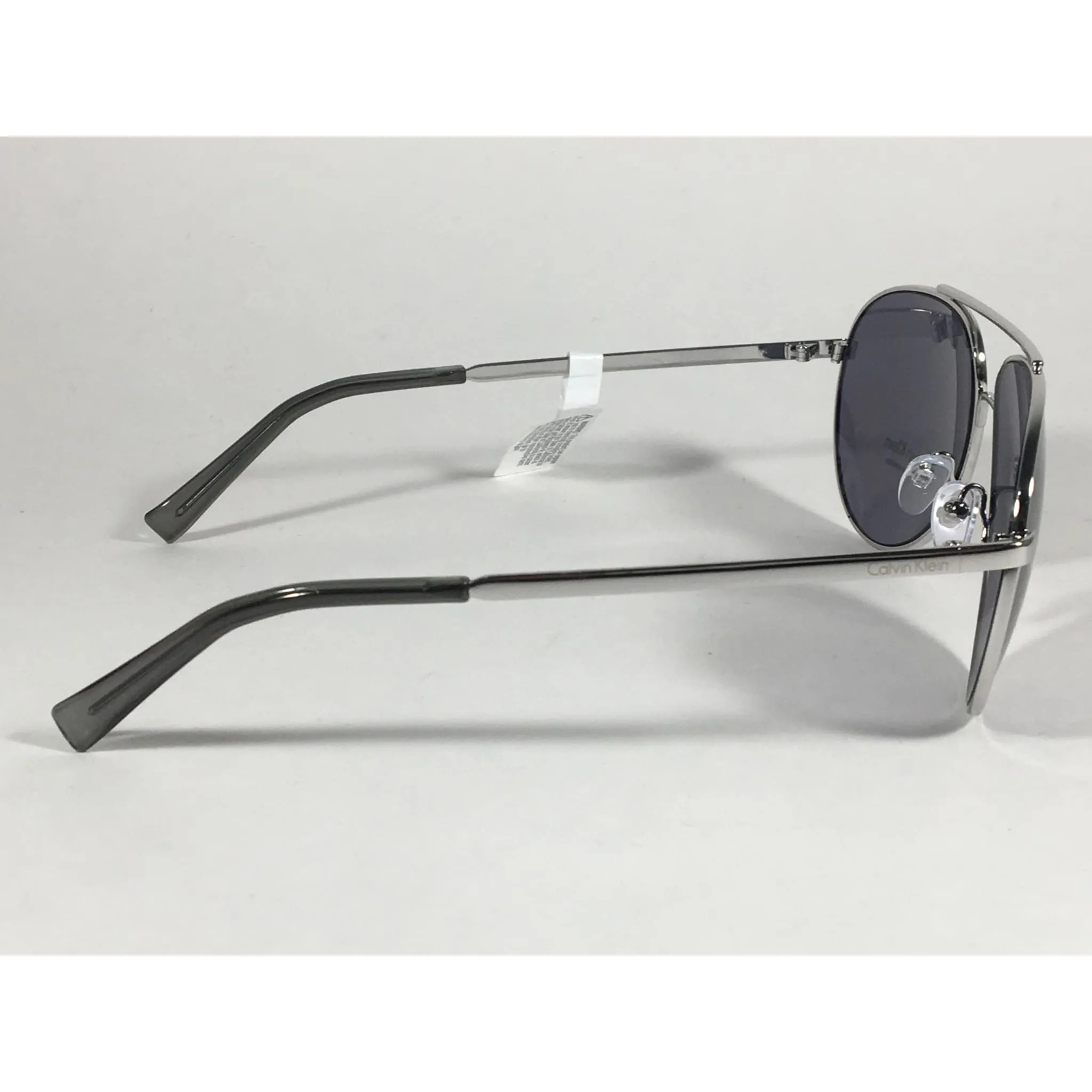 Calvin Klein R167S 045 Aviator Pilot Sunglasses Silver Metal Frame And Gray Lens