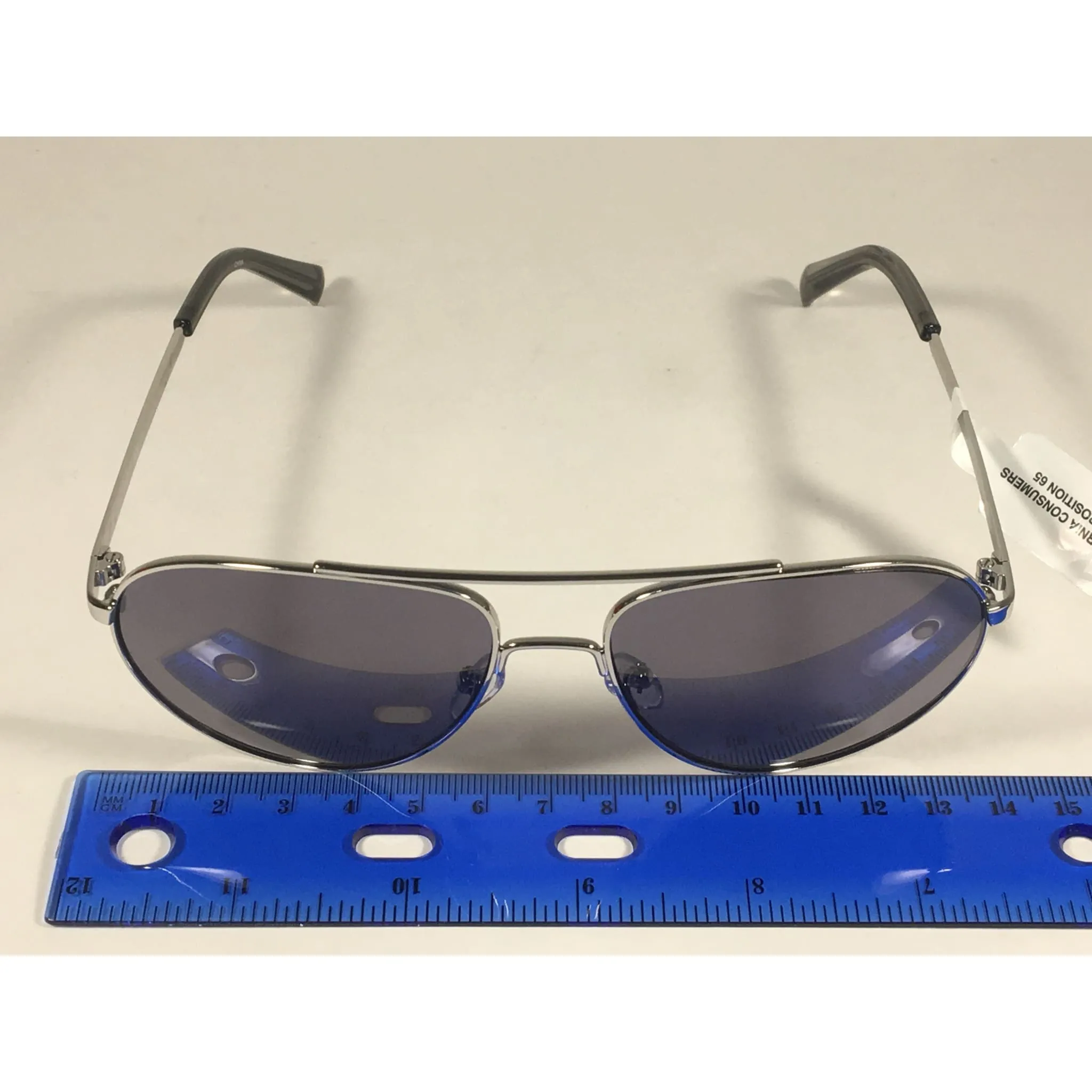 Calvin Klein R167S 045 Aviator Pilot Sunglasses Silver Metal Frame And Gray Lens