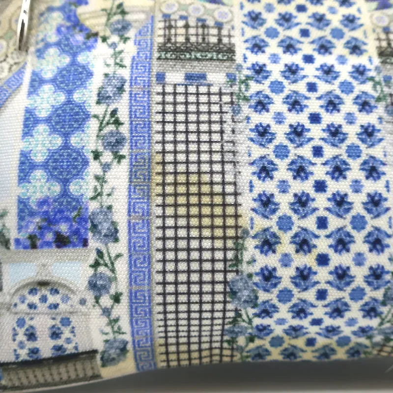 Camilla Small Clutch Blue/White Printed Canvas Bag