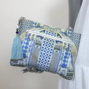 Camilla Small Clutch Blue/White Printed Canvas Bag