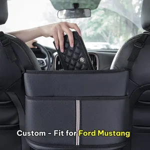 Car Purse Holder for Car Handbag Holder Between Seats Premium PU Leather, Custom Fit For Car, Hanging Car Purse Storage Pocket Back Seat Pet Barrier WAFM223