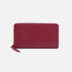 Cass Large Wallet In Pebbled Leather - Wine