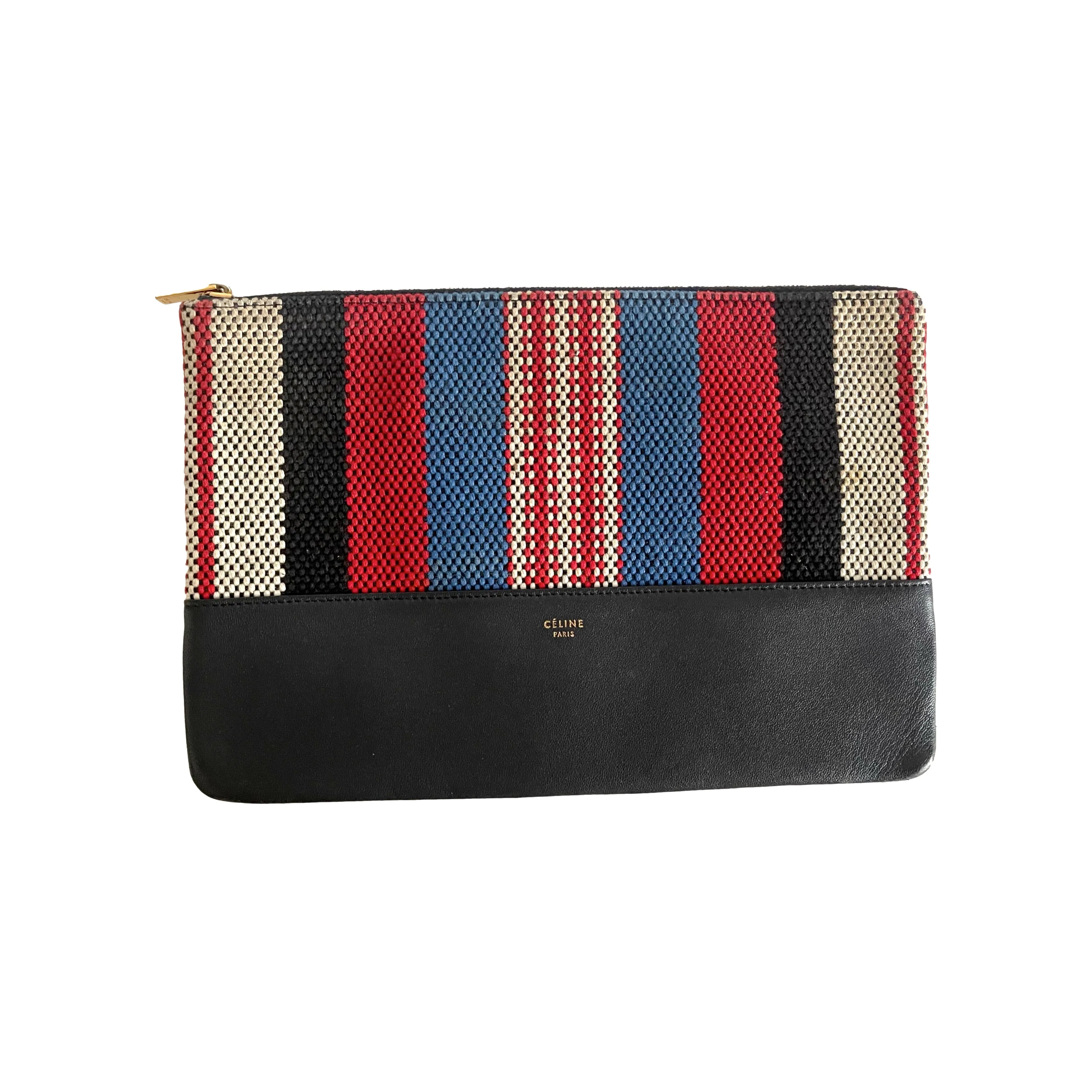 Celine Stripe Logo Clutch