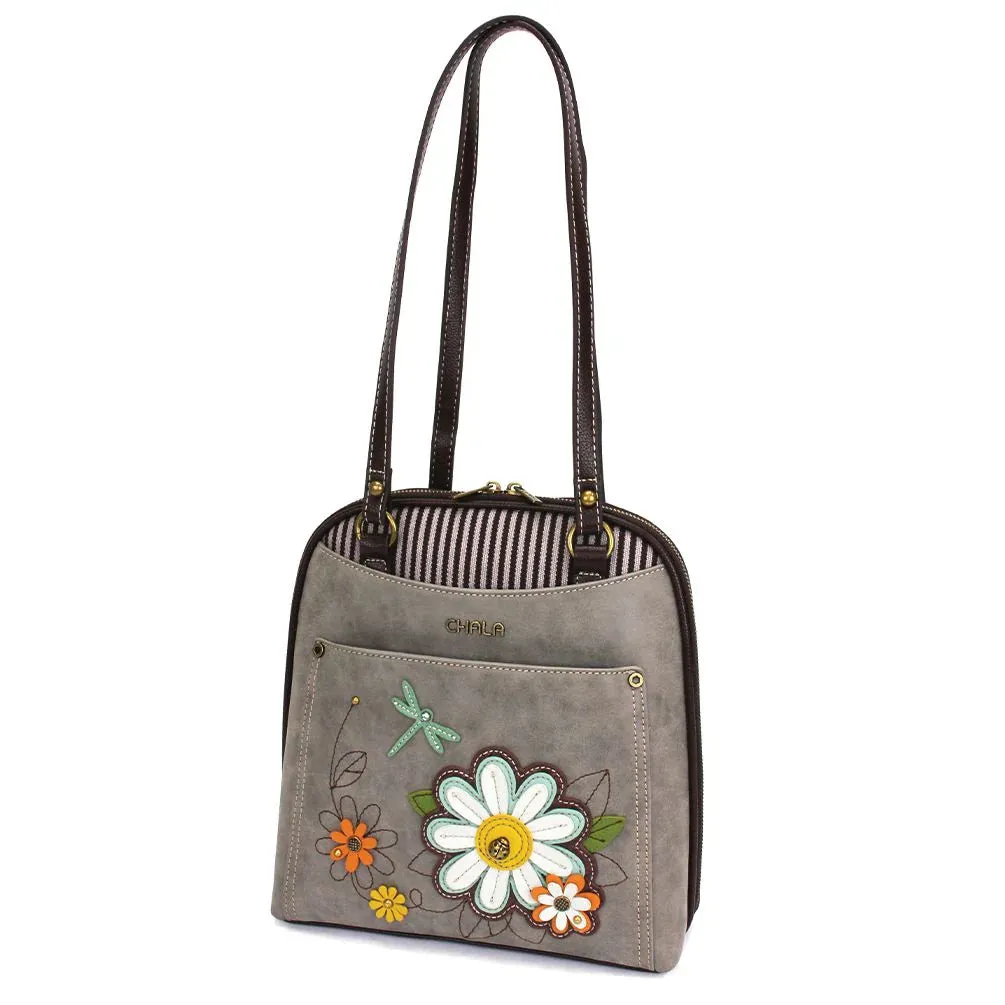 Chala Convertible Backpack Purse Daisy - Gray
