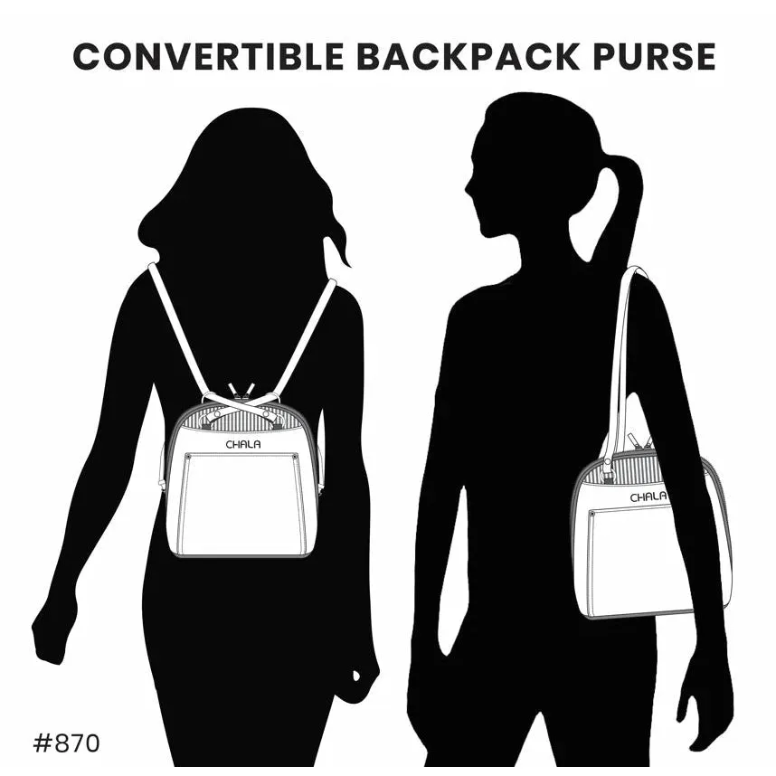 Chala Convertible Backpack Purse Daisy - Gray