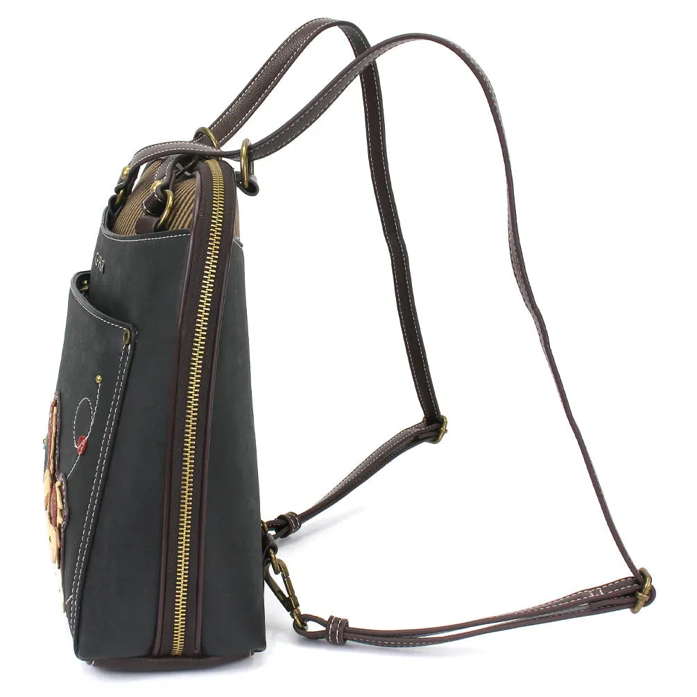 Chala Convertible Backpack Purse Horse Family - Black