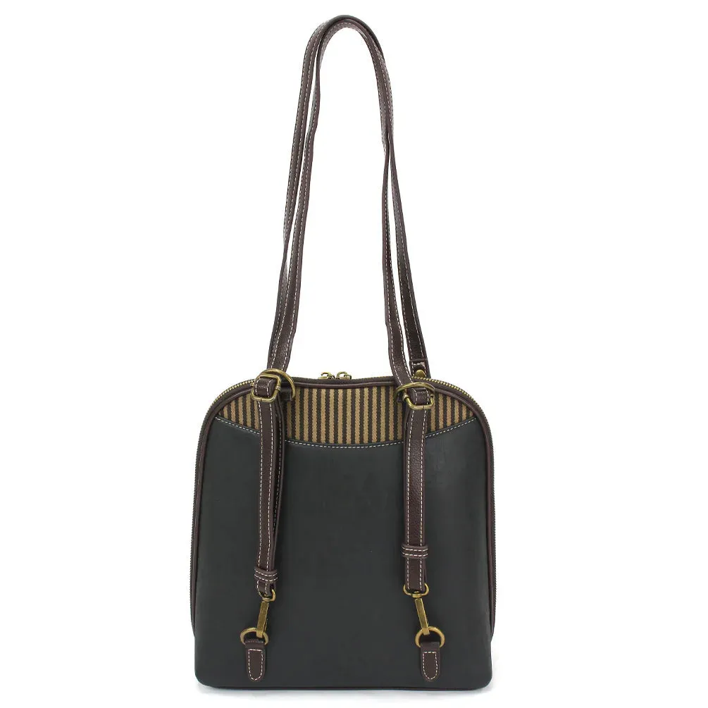 Chala Convertible Backpack Purse Horse Family - Black