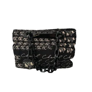 Chanel Black Canvas Logo Shoulder Bag