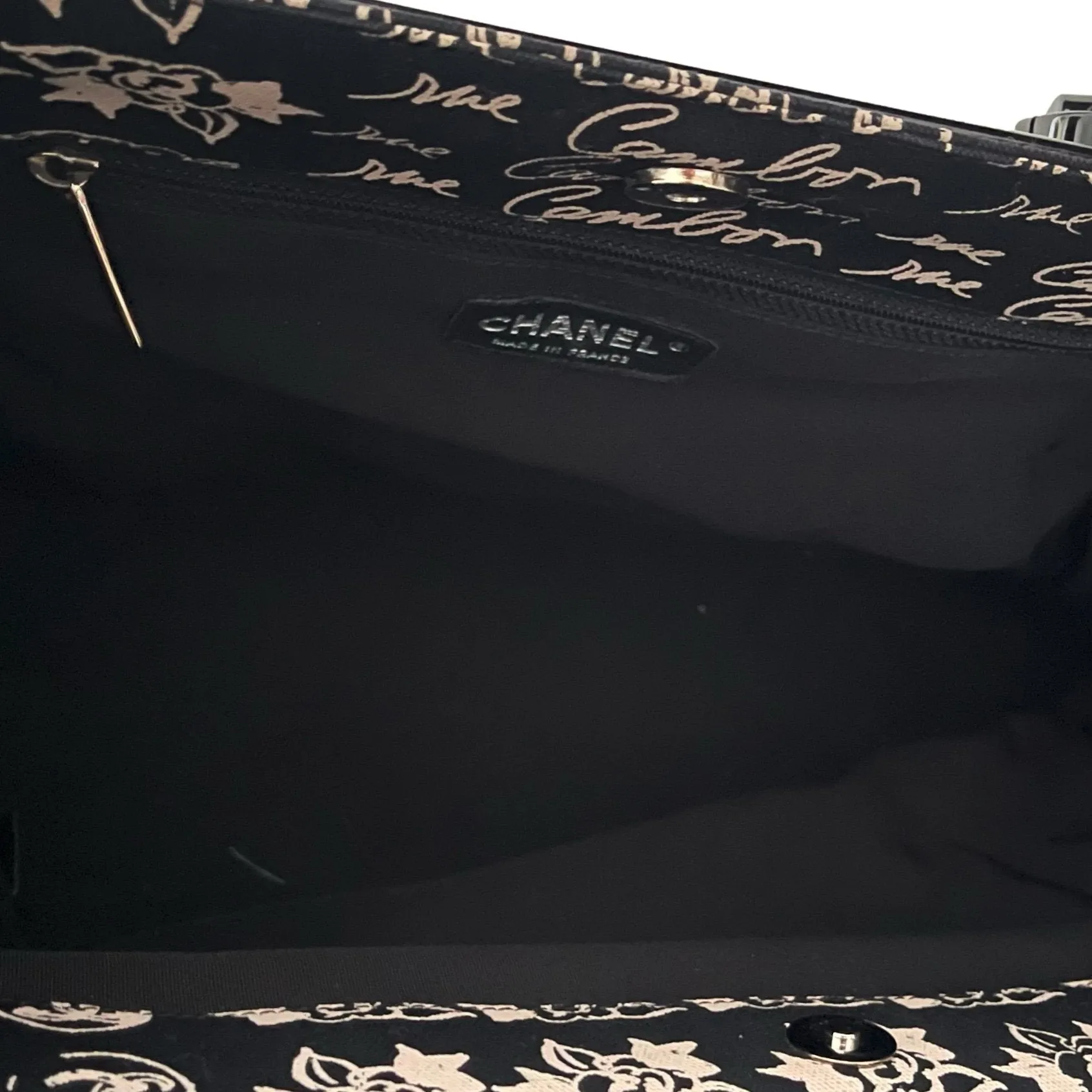Chanel Black Canvas Logo Shoulder Bag