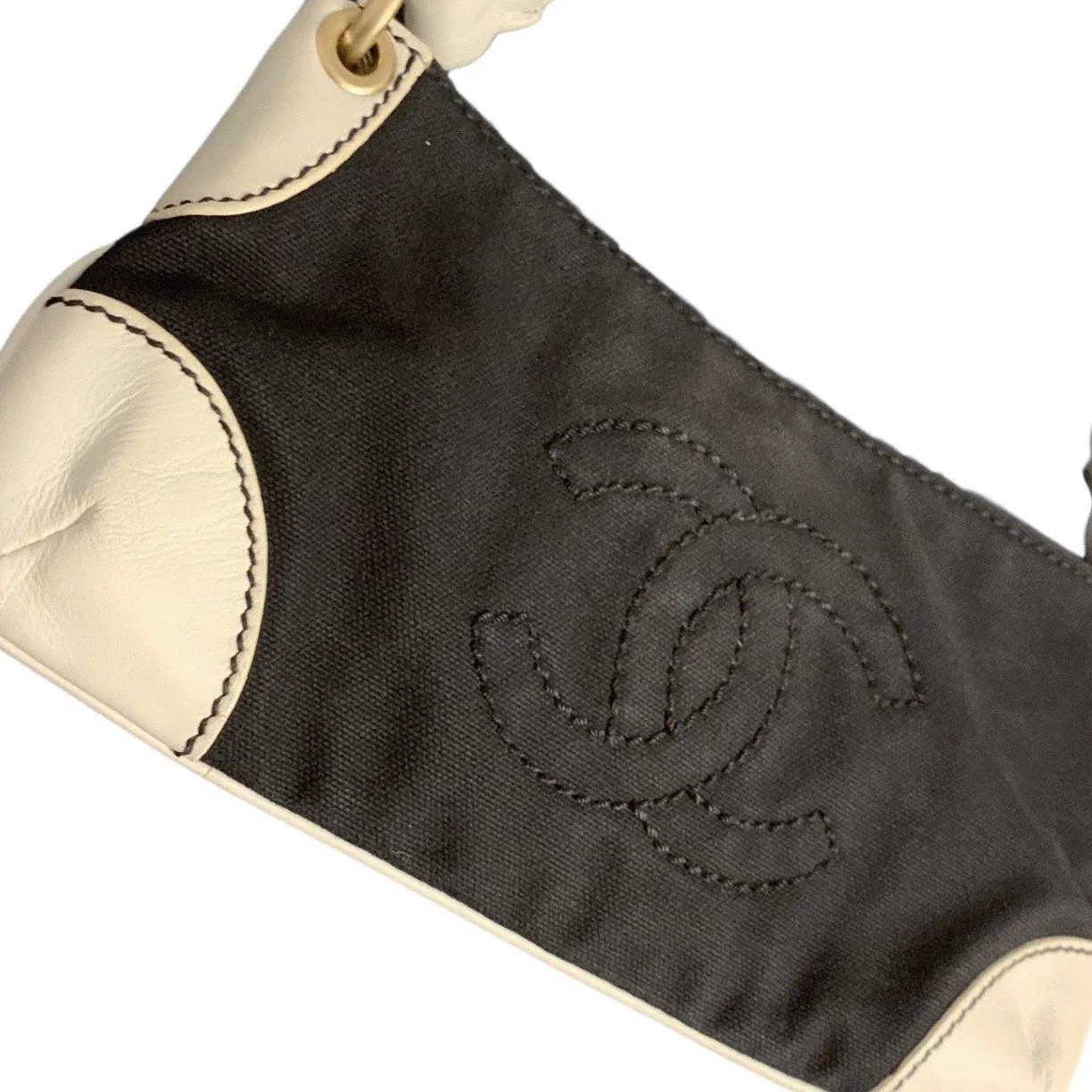 Chanel Black Canvas Shoulder Bag