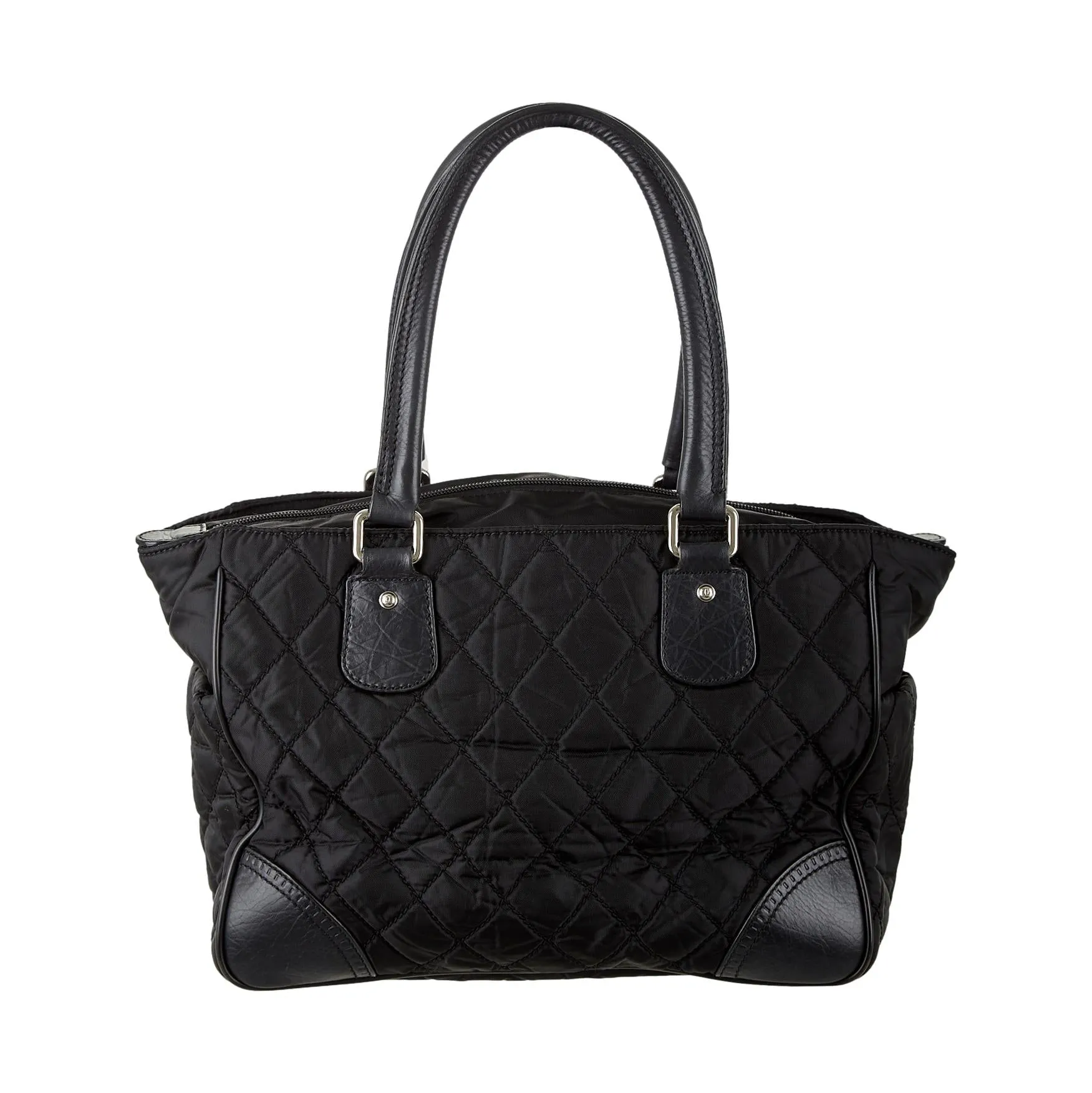 Chanel Black Jumbo Logo Quilted Tote