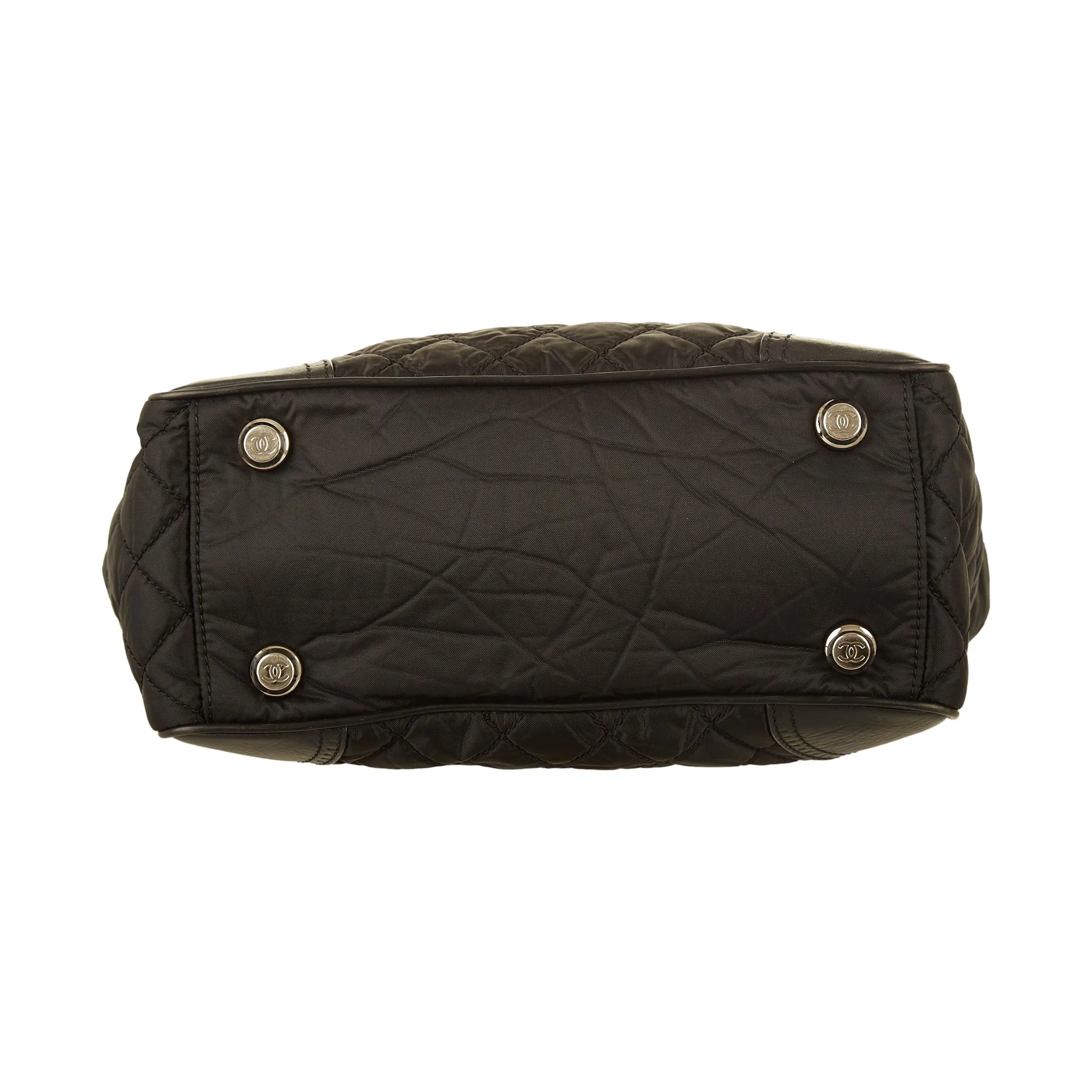 Chanel Black Jumbo Logo Quilted Tote