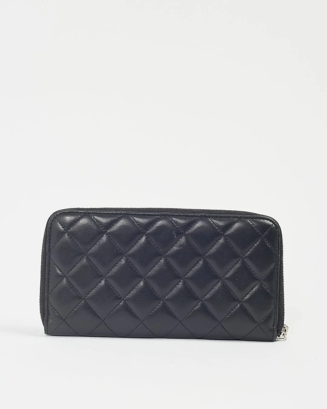 Chanel Black Lambskin Leather Quilted Large Gusset Continental Wallet