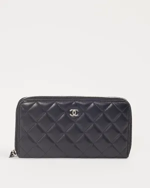 Chanel Black Lambskin Leather Quilted Large Gusset Continental Wallet