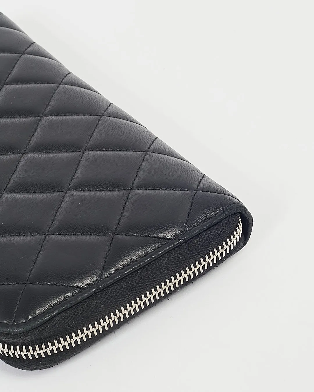 Chanel Black Lambskin Leather Quilted Large Gusset Continental Wallet