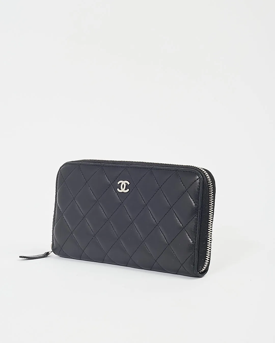 Chanel Black Lambskin Leather Quilted Large Gusset Continental Wallet