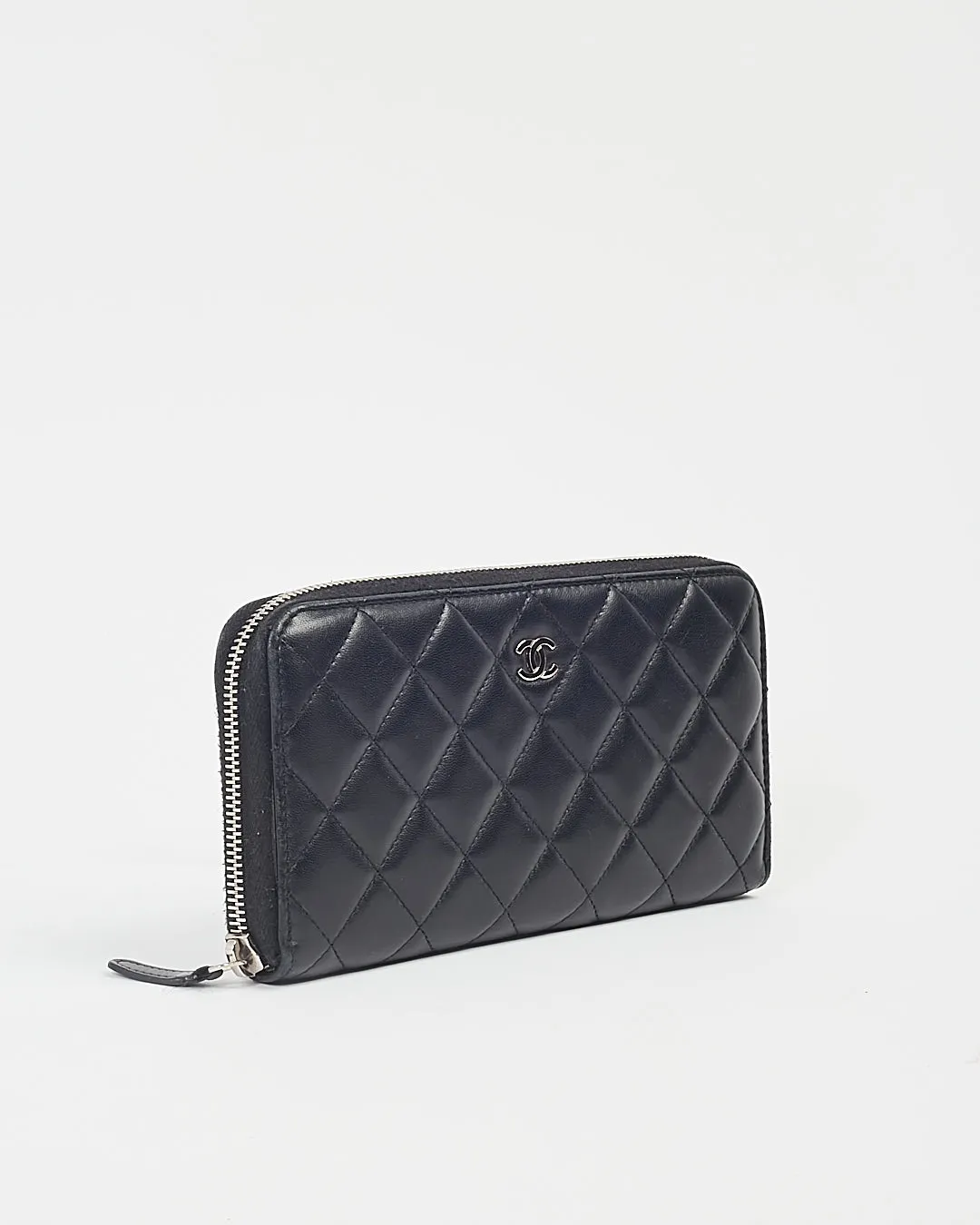 Chanel Black Lambskin Leather Quilted Large Gusset Continental Wallet