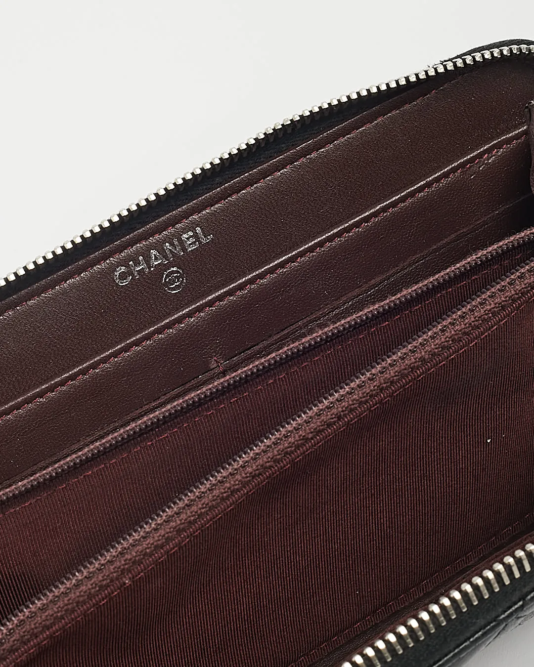 Chanel Black Lambskin Leather Quilted Large Gusset Continental Wallet
