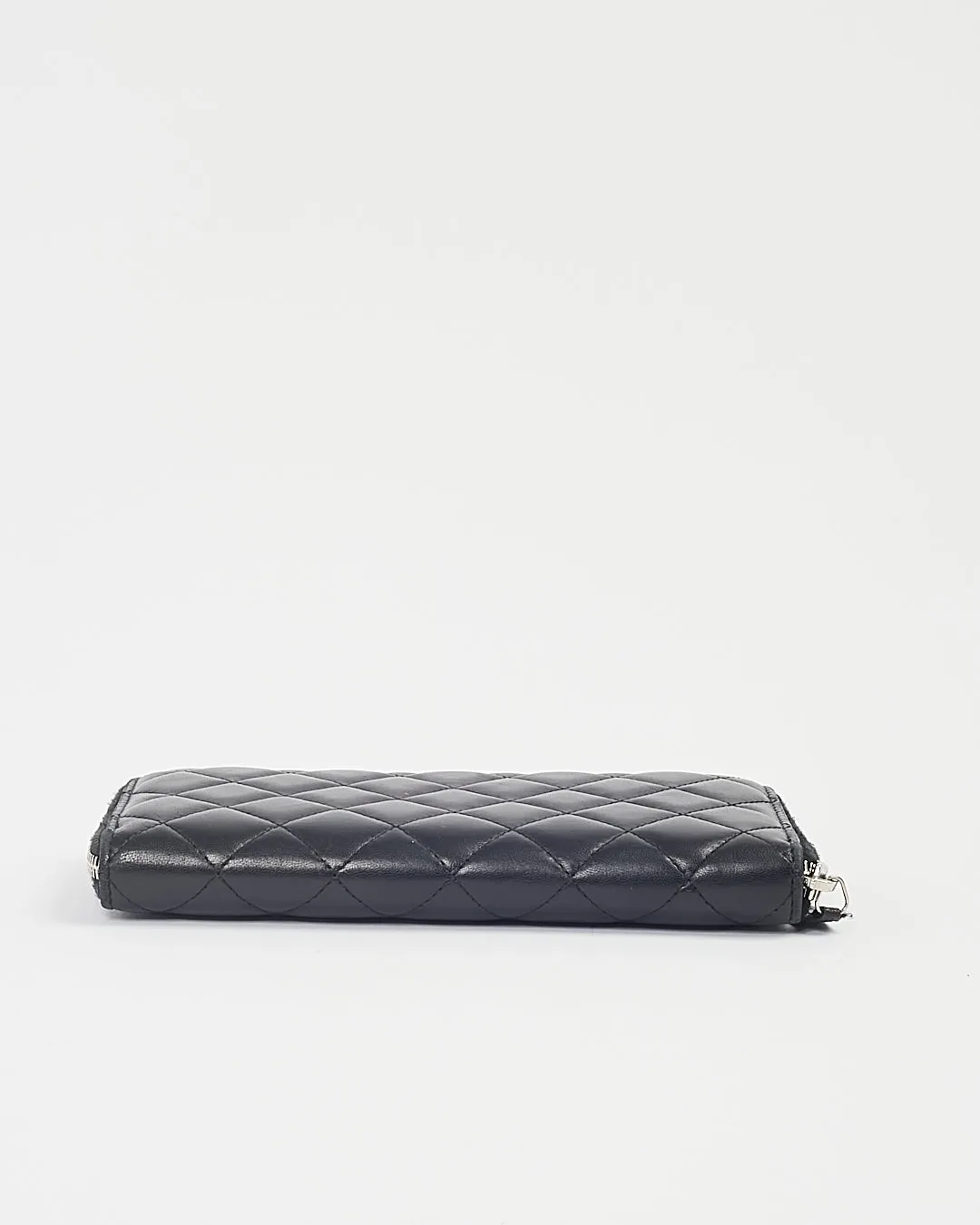 Chanel Black Lambskin Leather Quilted Large Gusset Continental Wallet