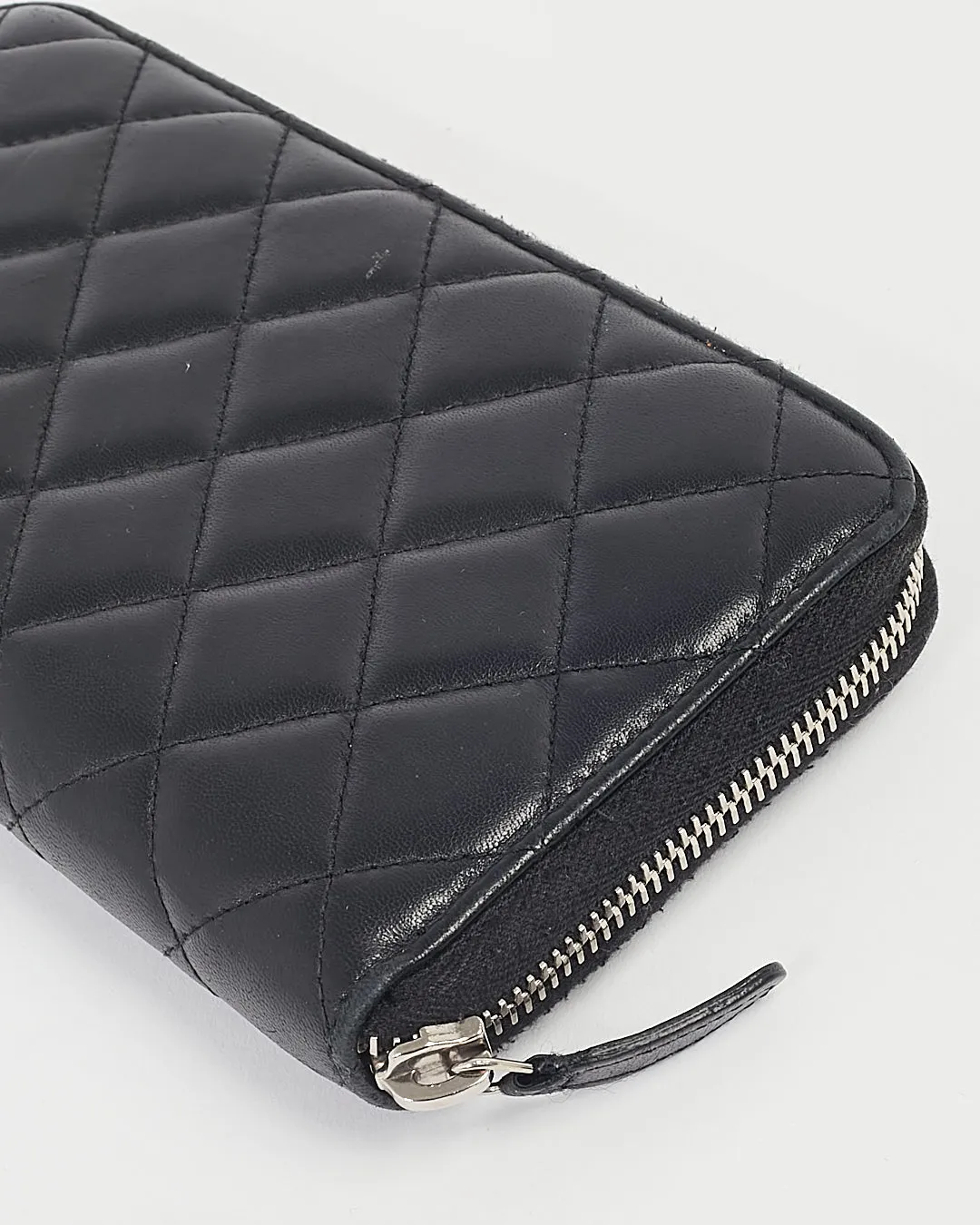 Chanel Black Lambskin Leather Quilted Large Gusset Continental Wallet