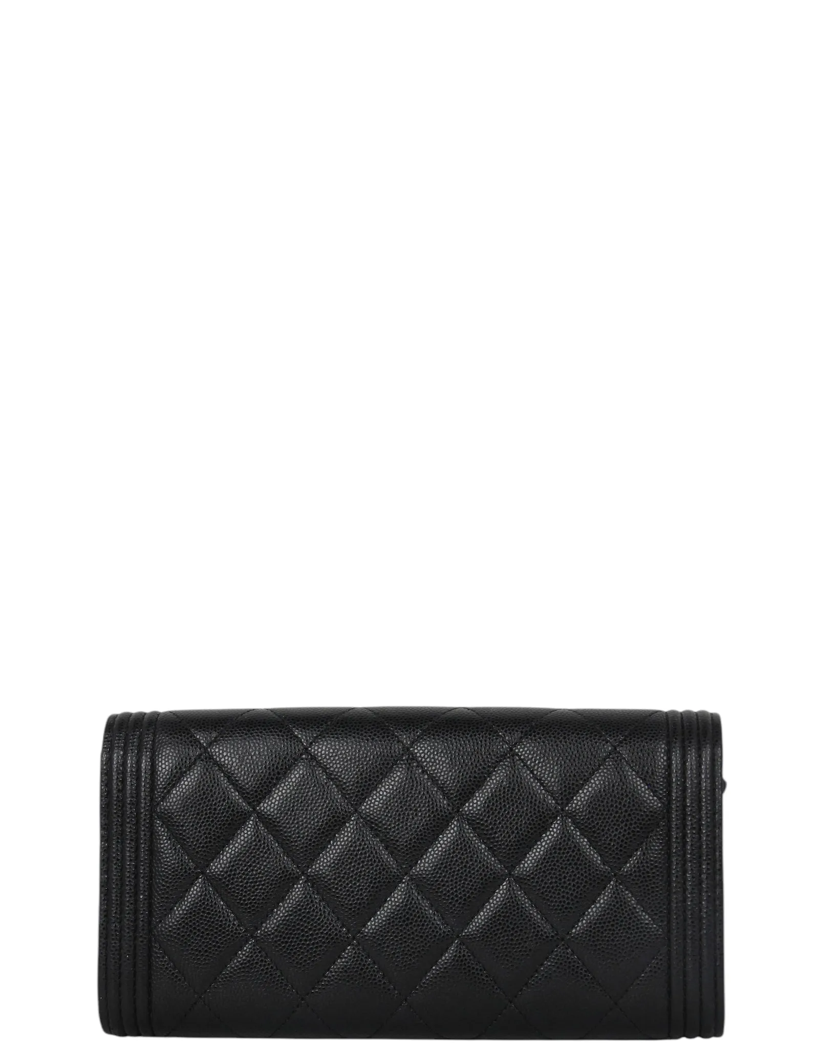 Chanel Black Quilted Large Boy Gusset Flap Wallet