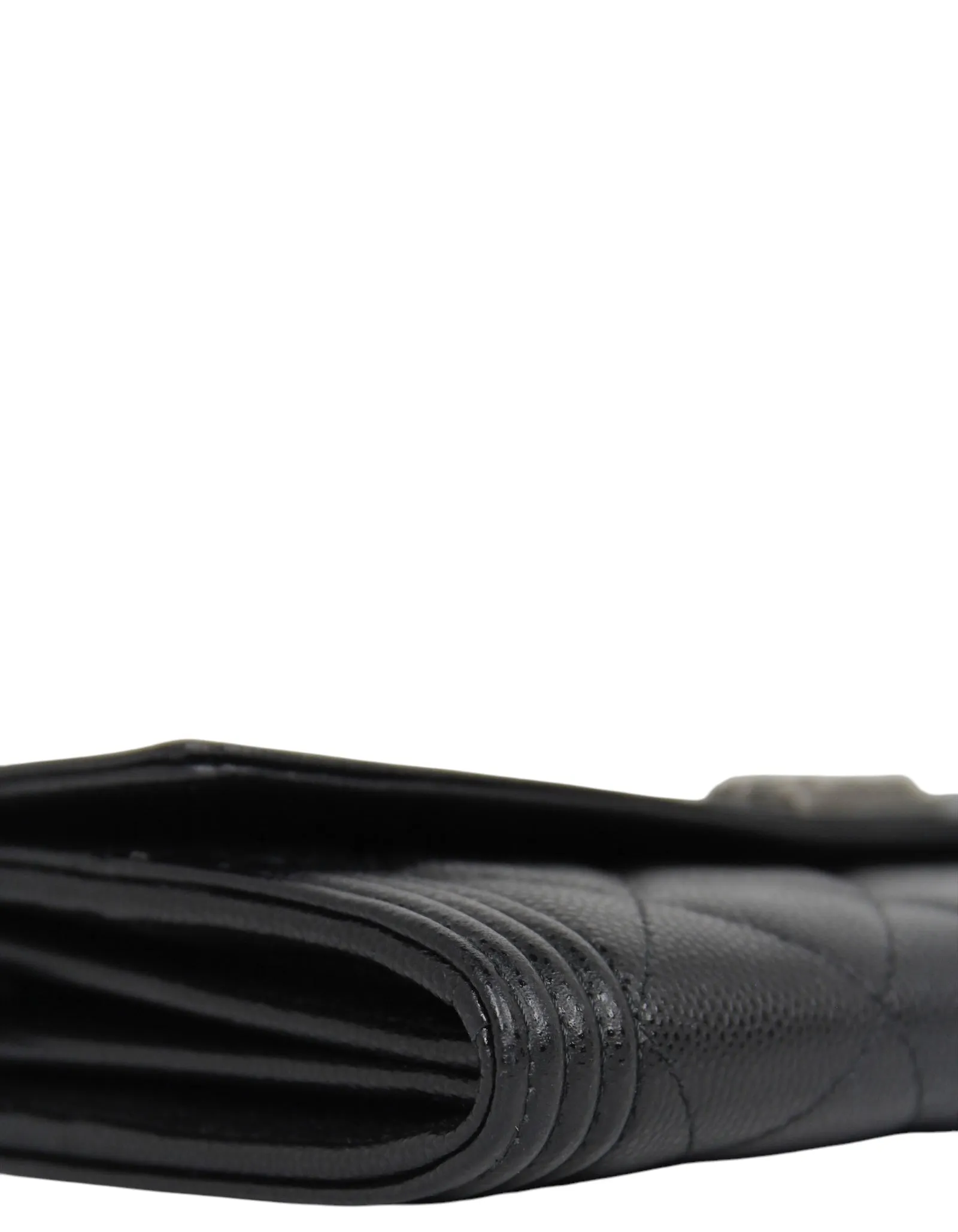 Chanel Black Quilted Large Boy Gusset Flap Wallet